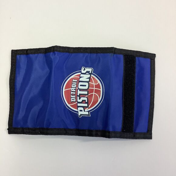 Detroit Pistons Tri-Fold Nylon Wallet 2005-2017 Logo Shows Minor Wear - Picture 4 of 5